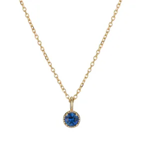 Blue Sapphire Milgrain Necklace (ready to ship option)*