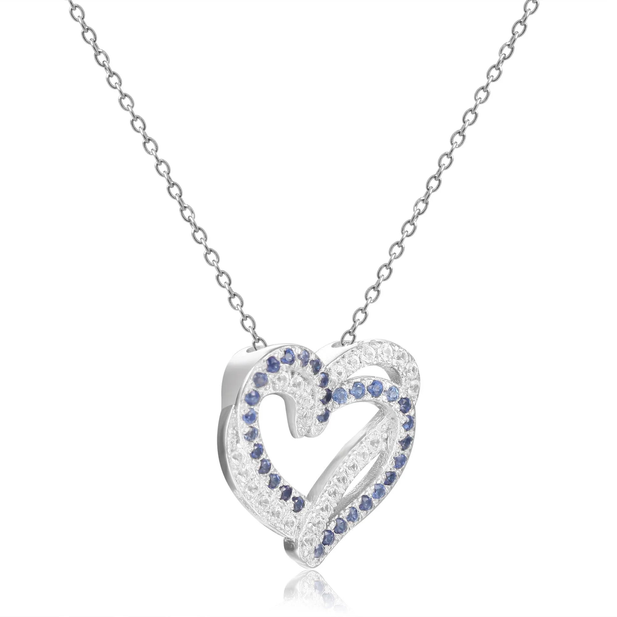 Blue Sapphire Open Heart Necklace