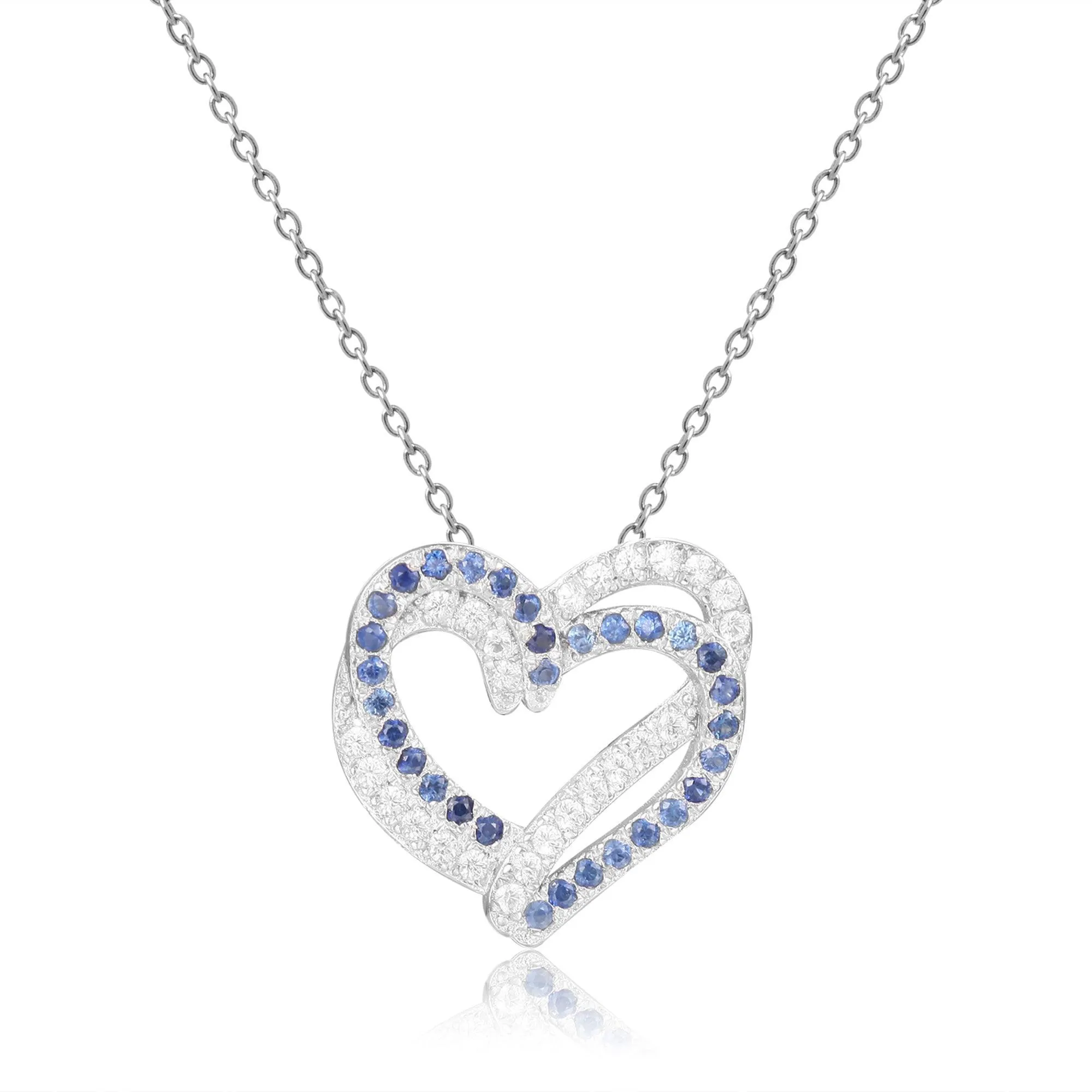 Blue Sapphire Open Heart Necklace