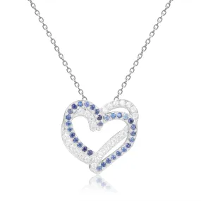 Blue Sapphire Open Heart Necklace