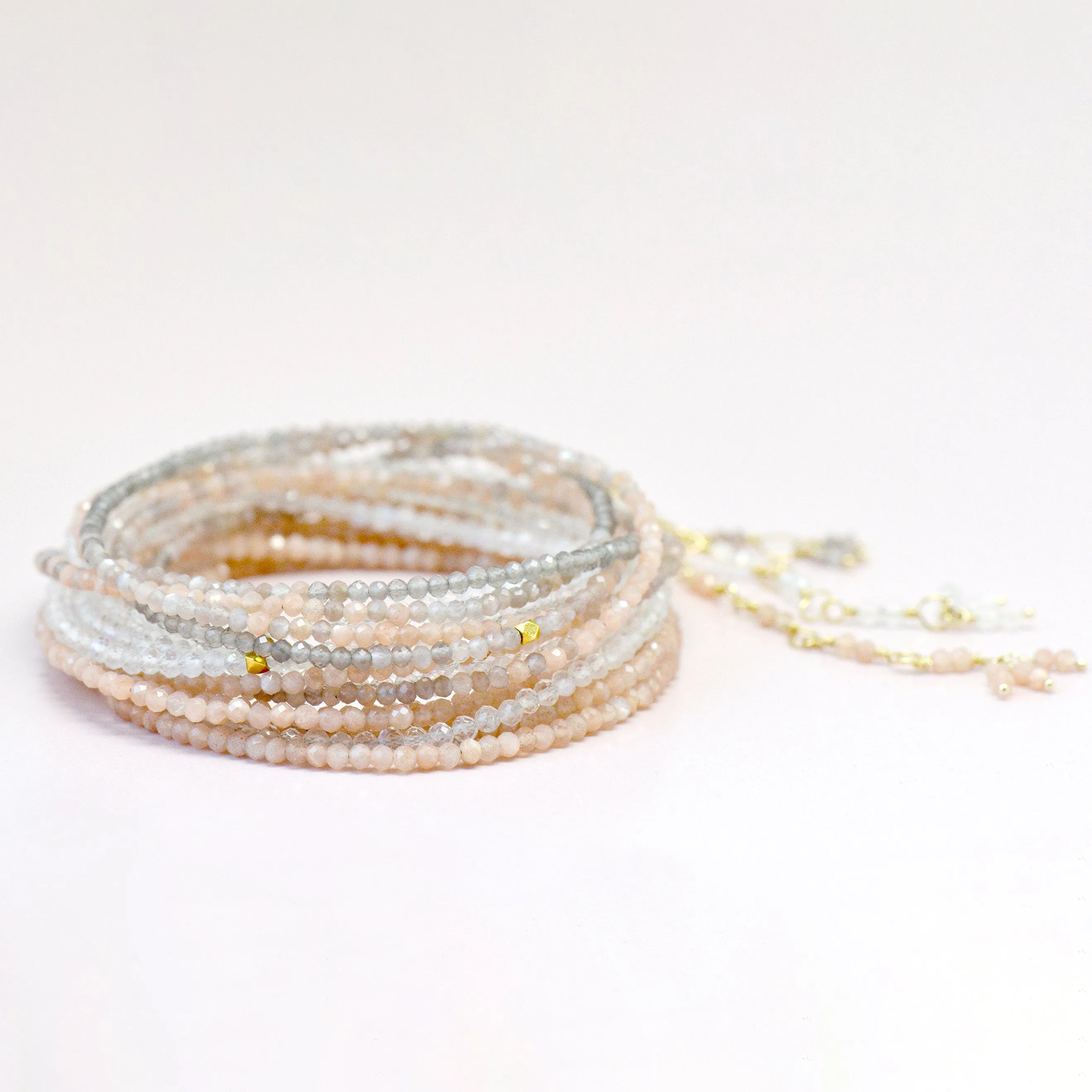 Blush Moonstone Wrap Bracelet - Necklace