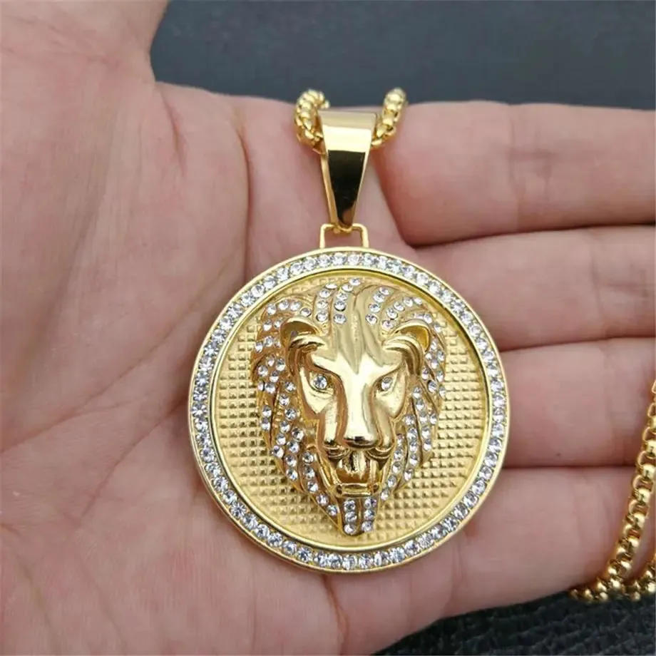 Bold Eye-Catching Lion Head Pendant Necklace