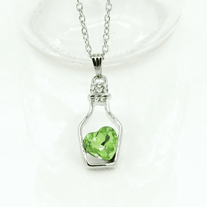 Bottled Up Love IOBI Crystals Necklace In June Bud Green For Woman