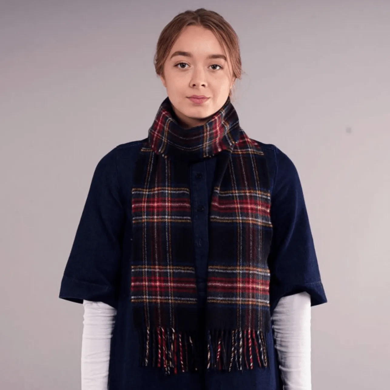 Bowhill Stewart Black Modern Lambswool Scarf | Wool Scarf