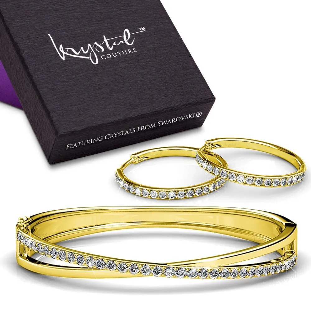 Boxed Perfection Bangle And Earrings Set Gold Embellished with SWAROVSKI Crystals