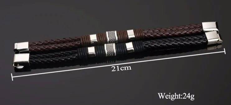 Bracelet High Quality Charm Braided Black Brown Genuine Leather