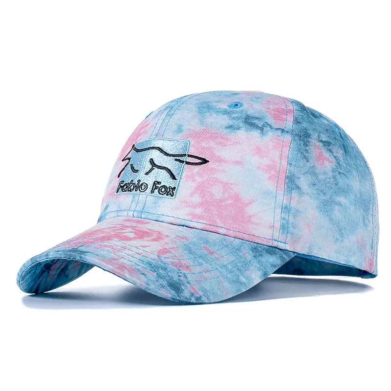 Brand Cotton Hats For Women Fashion Fox Letter Embroidered Tie Dye Baseball Cap Adjustable Outdoor Female Streetwear Hat