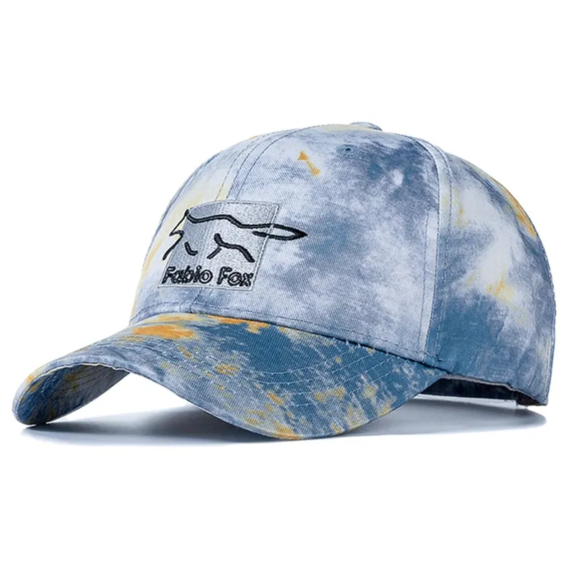 Brand Cotton Hats For Women Fashion Fox Letter Embroidered Tie Dye Baseball Cap Adjustable Outdoor Female Streetwear Hat