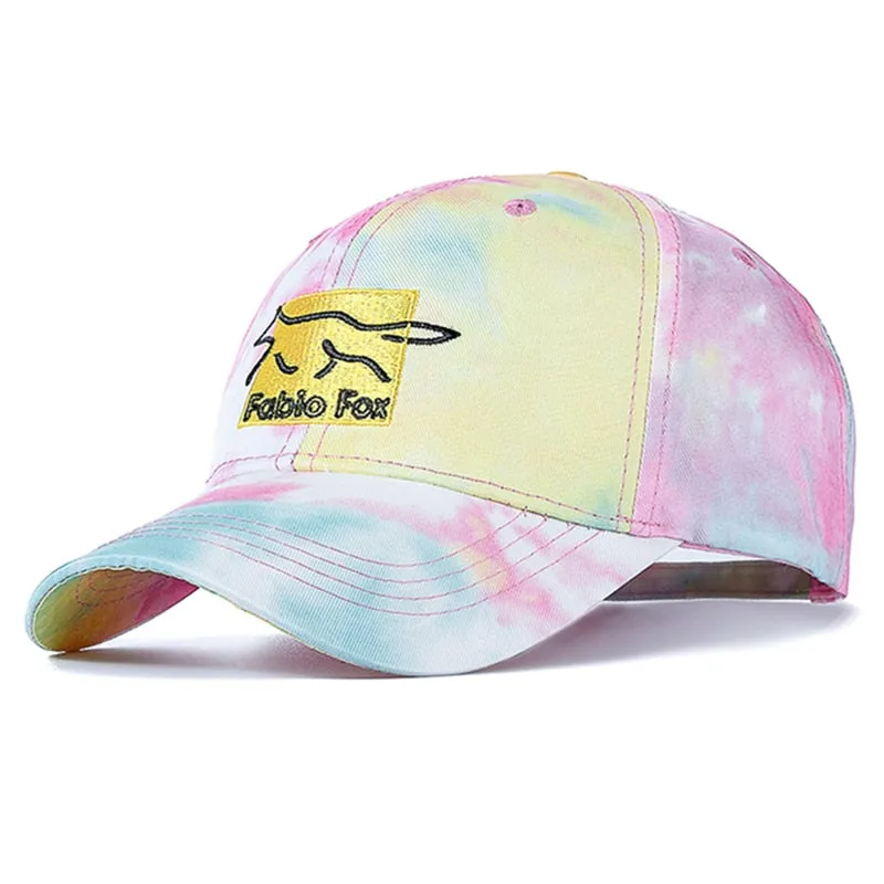 Brand Cotton Hats For Women Fashion Fox Letter Embroidered Tie Dye Baseball Cap Adjustable Outdoor Female Streetwear Hat