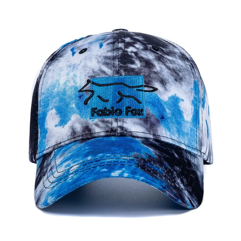 Brand Cotton Hats For Women Fashion Fox Letter Embroidered Tie Dye Baseball Cap Adjustable Outdoor Female Streetwear Hat