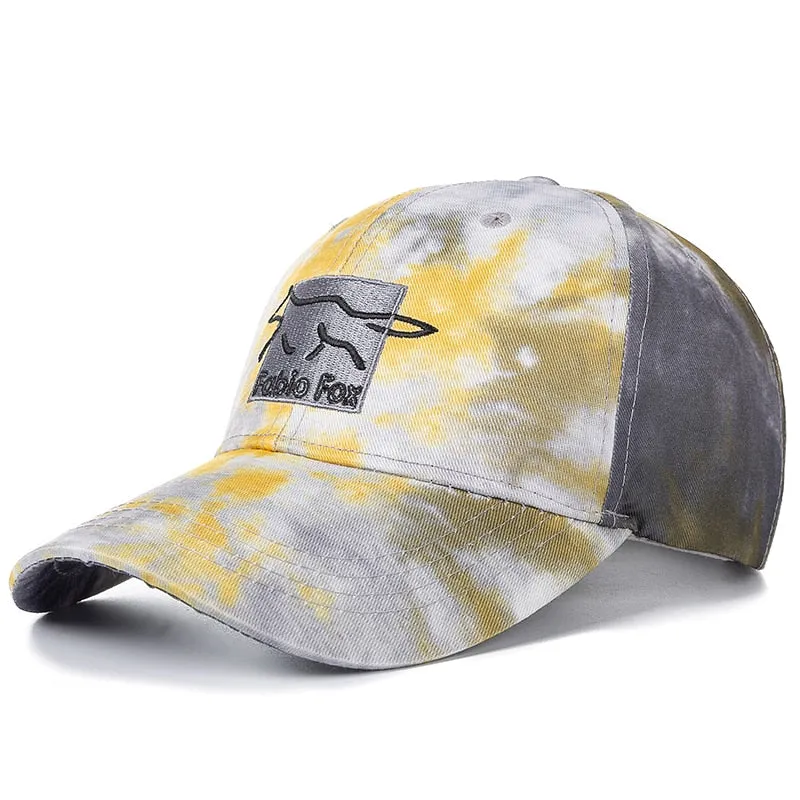 Brand Cotton Hats For Women Fashion Fox Letter Embroidered Tie Dye Baseball Cap Adjustable Outdoor Female Streetwear Hat