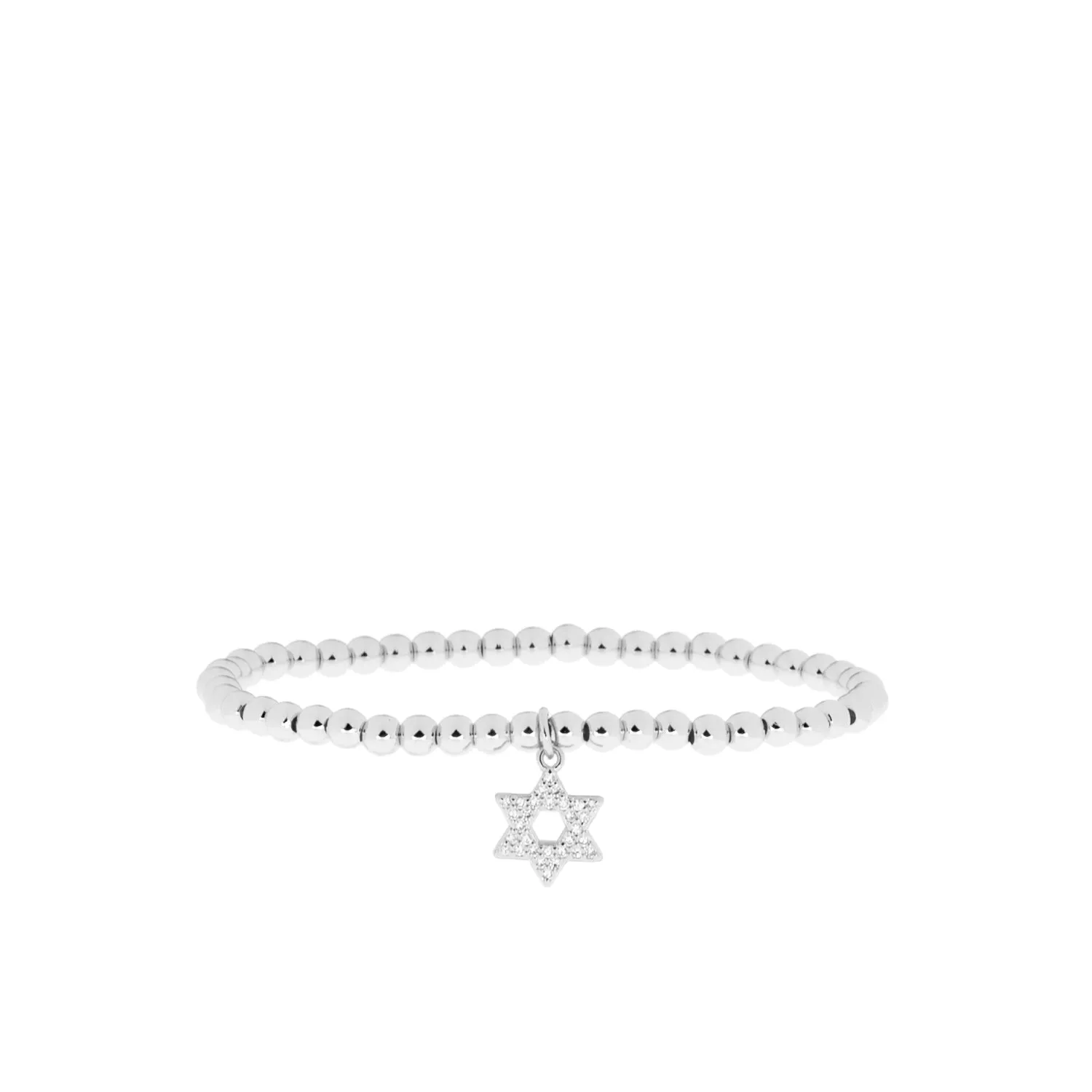 brass ball bracelet with CZ Star of David charm