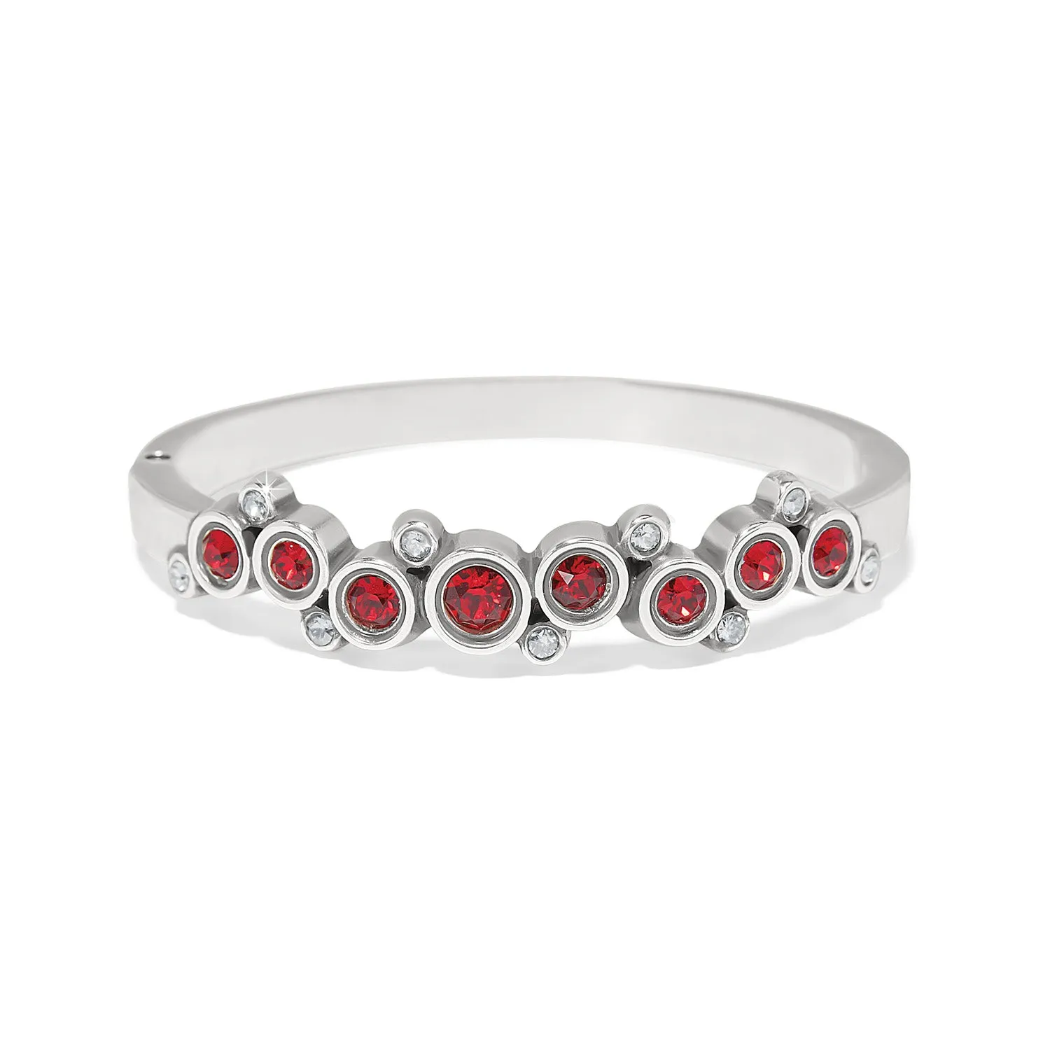 Brighton Constella Cluster Hinged Bangle - Silver & Red