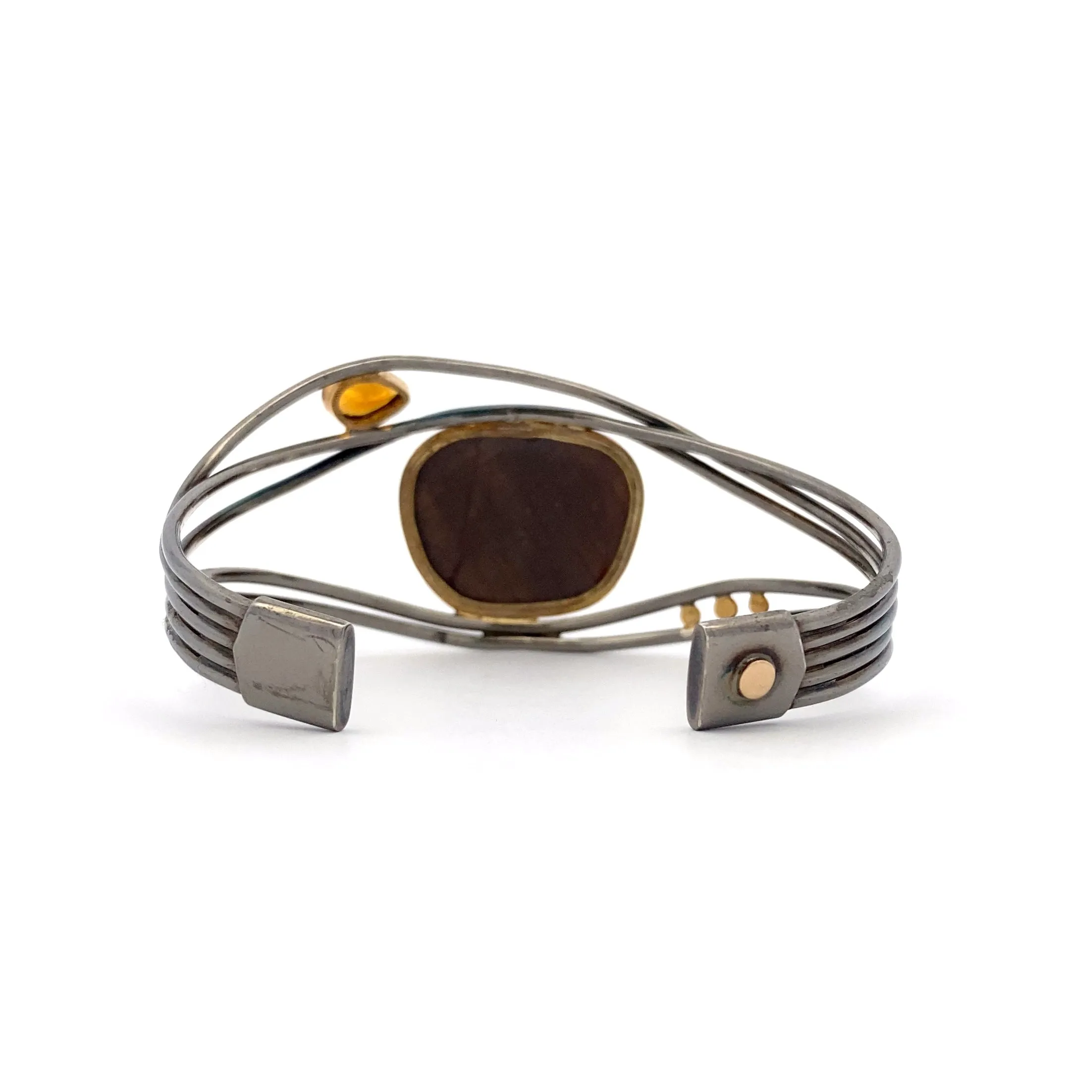 Bronze Sapphire and Golden Topaz Cuff