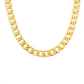 C100G B.Tiff 18K Gold Plated Angular Cuban Link Stainless Steel Chain Necklace