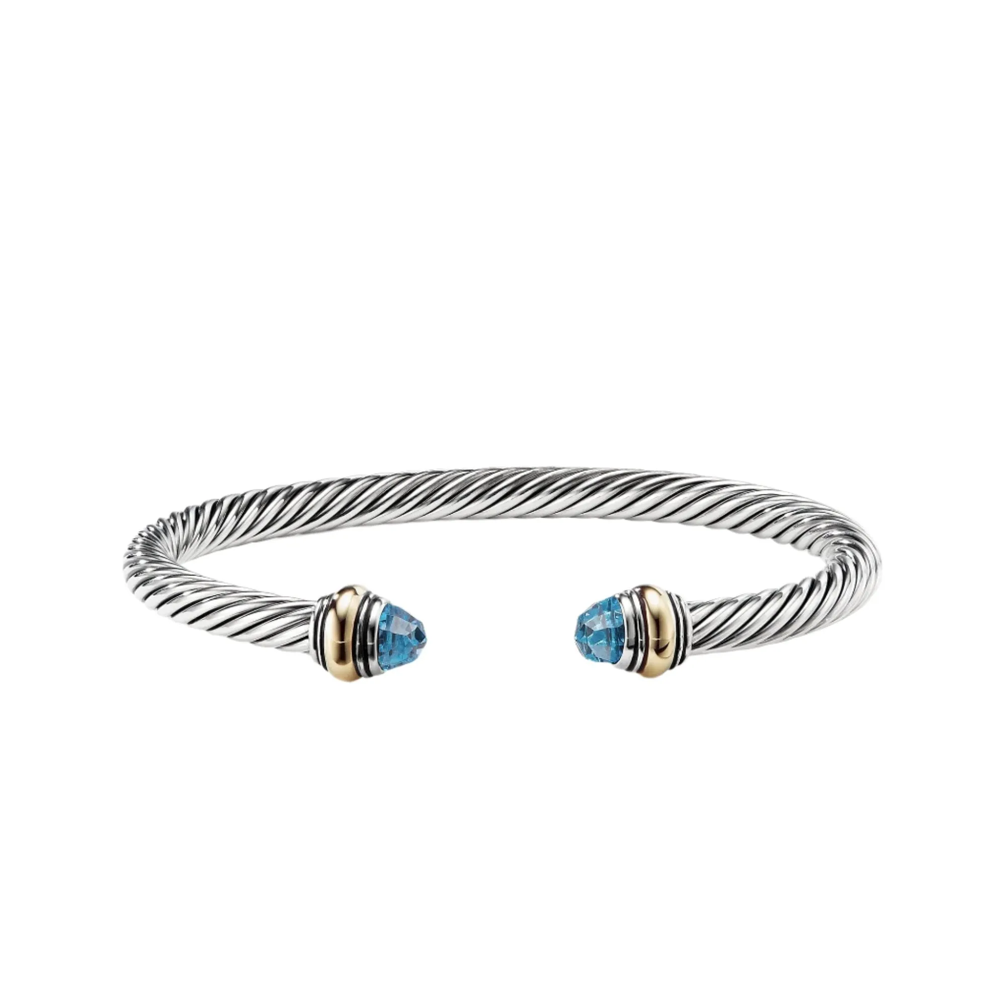 Cable Classic Bracelet with Blue Topaz and Gold