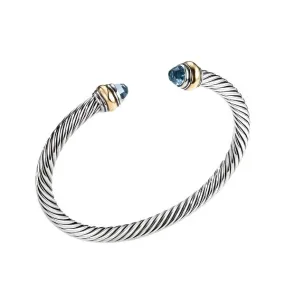 Cable Classic Bracelet with Blue Topaz and Gold