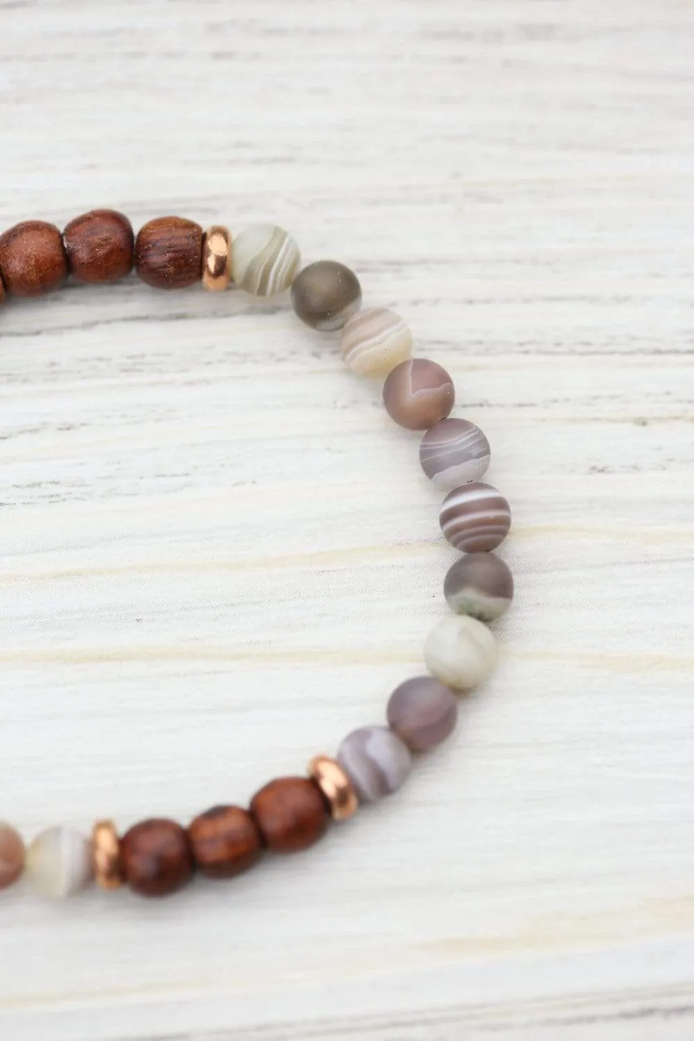 Calming Agate and Rosewood Bracelet