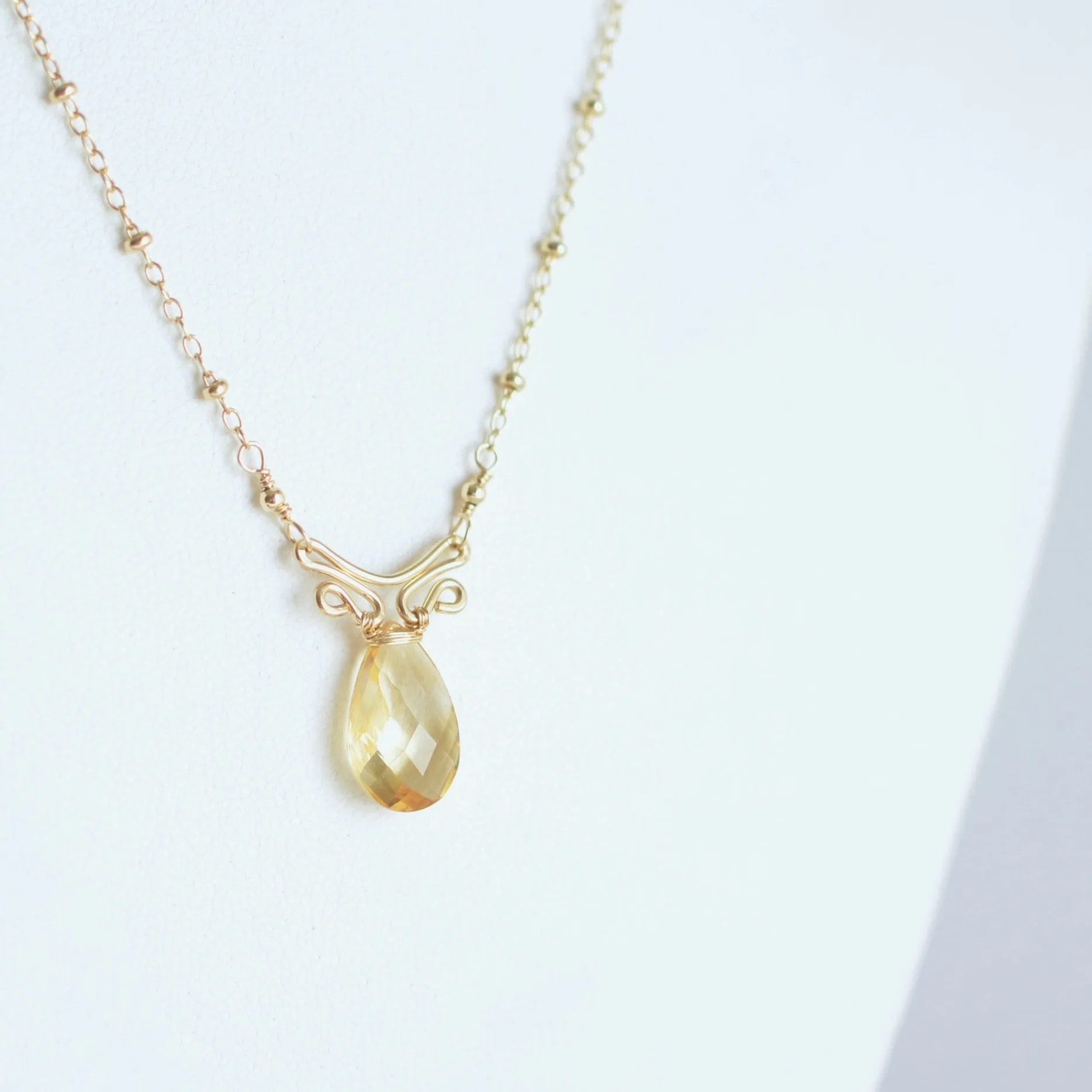 Camila - Citrine, 14k Gold Filled Necklace