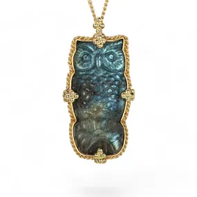 Carved Labradorite Owl Necklace