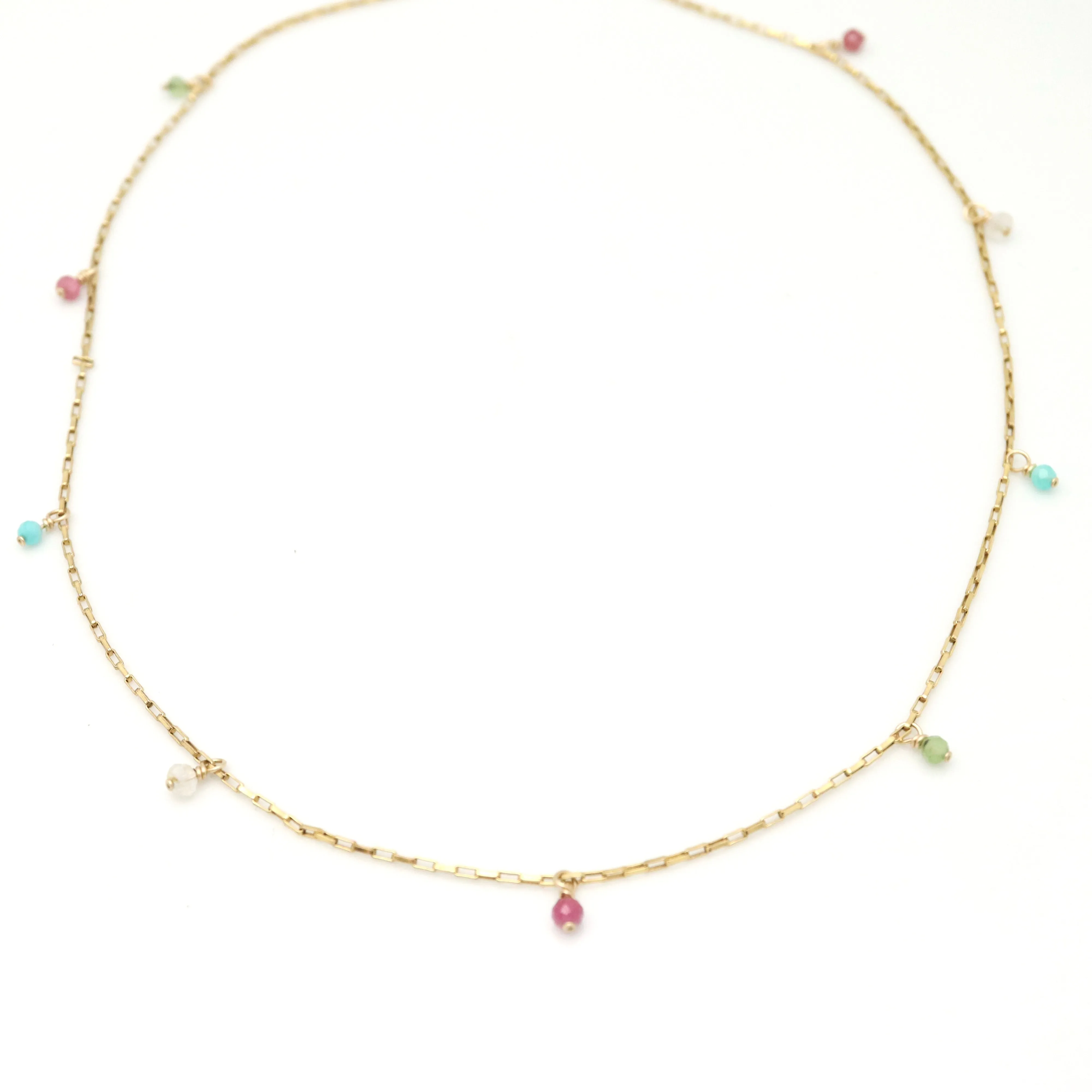 Cascade Gemstone Drop Necklace - Gold