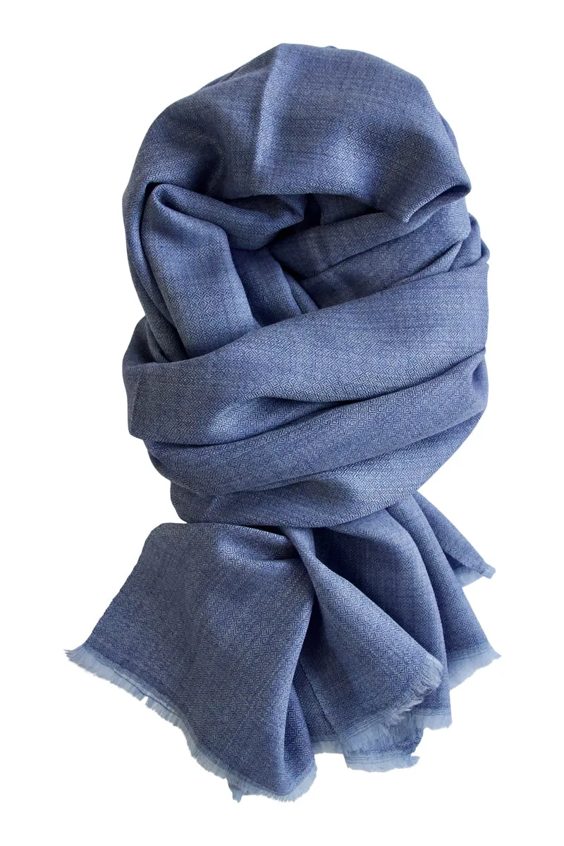 Cashmere scarf in 100% exclusive fine kashmir wool - blue