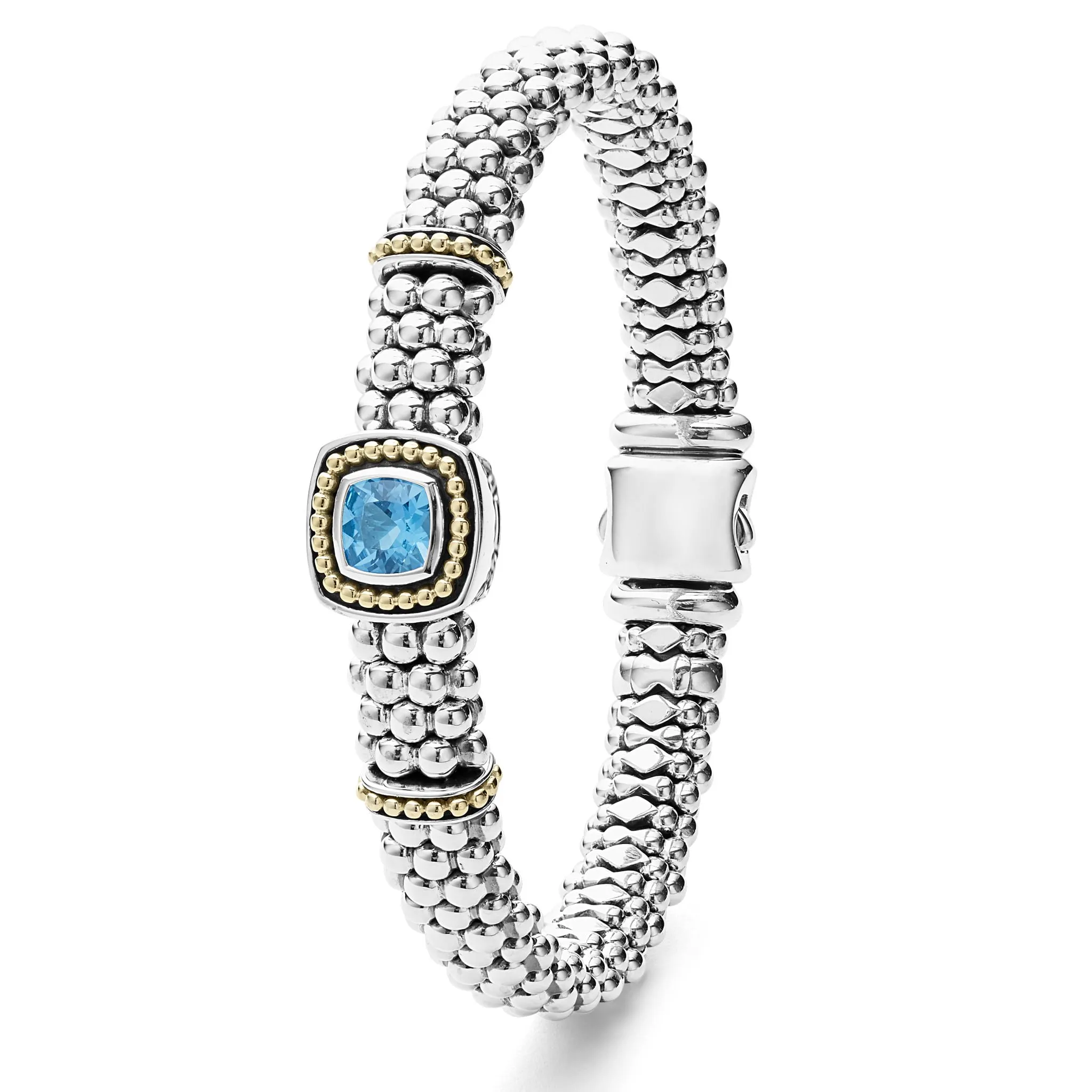 Caviar Color 9mm Swiss Blue Topaz Caviar Bracelet