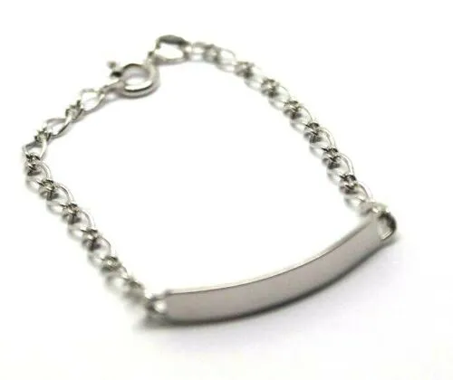 Children 9ct Solid White Gold ID Identification Bracelet