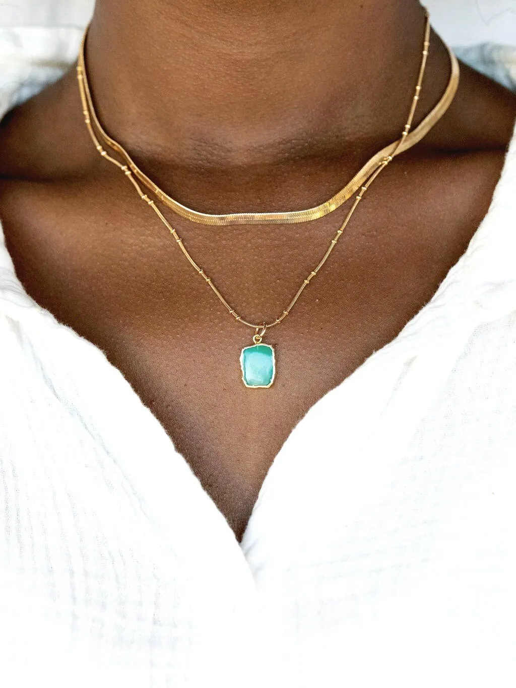 Chrysoprase Herringbone Necklace Set