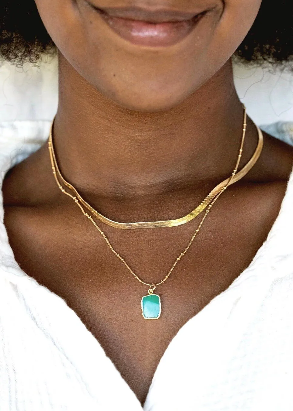 Chrysoprase Herringbone Necklace Set