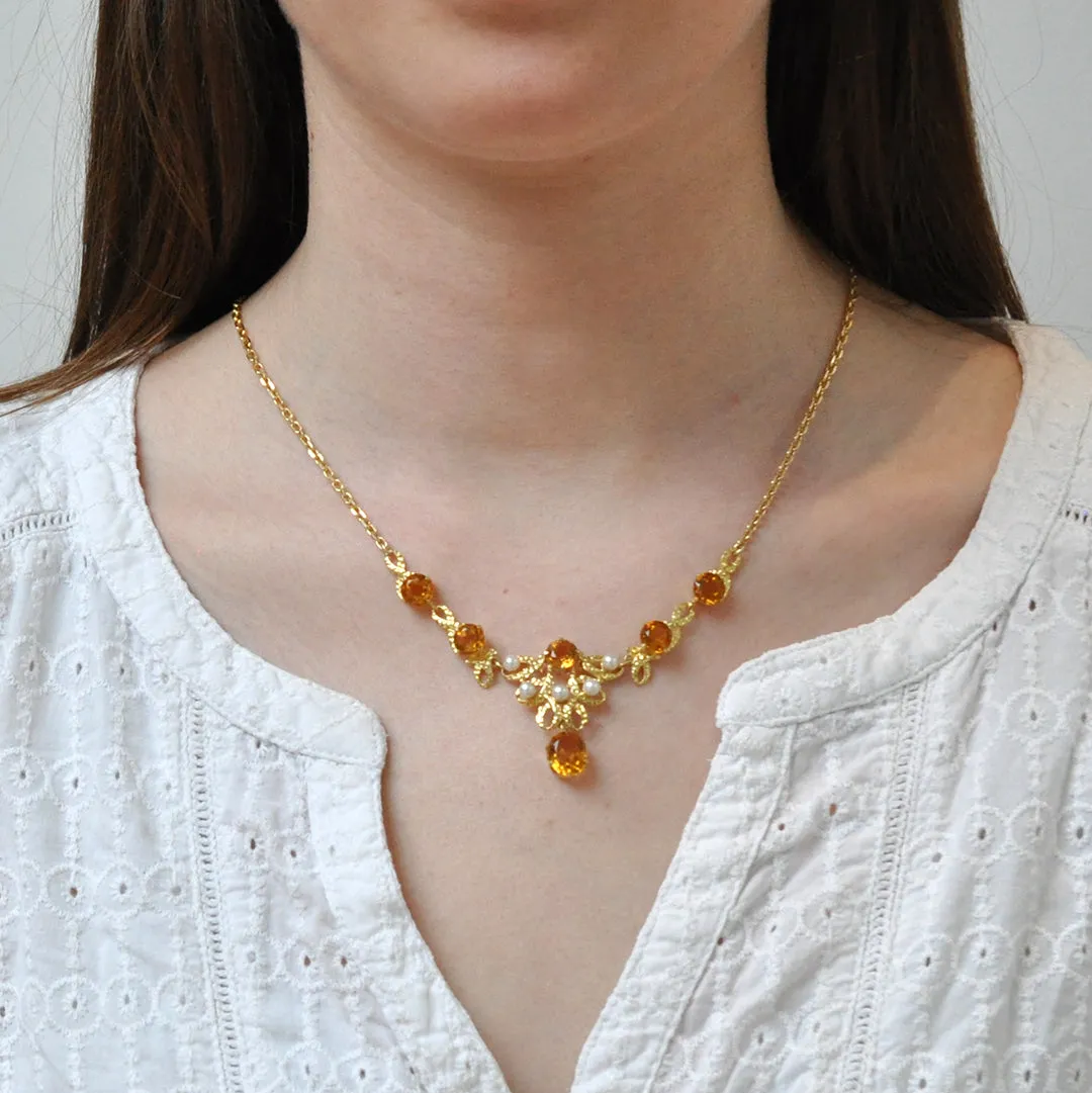 Citrine & Pearl Necklace