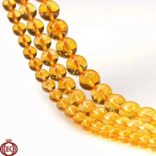 Citrine Beads Smooth Round