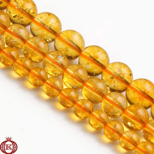 Citrine Beads Smooth Round