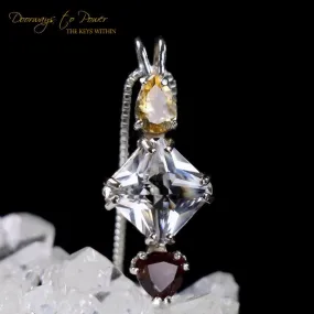 Citrine Clear Quartz Garnet Mini Magician Stone Pendant