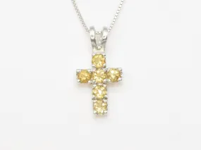 Citrine Cross Pendant - Real Citrine Pendant, Christian Yellow Pendant