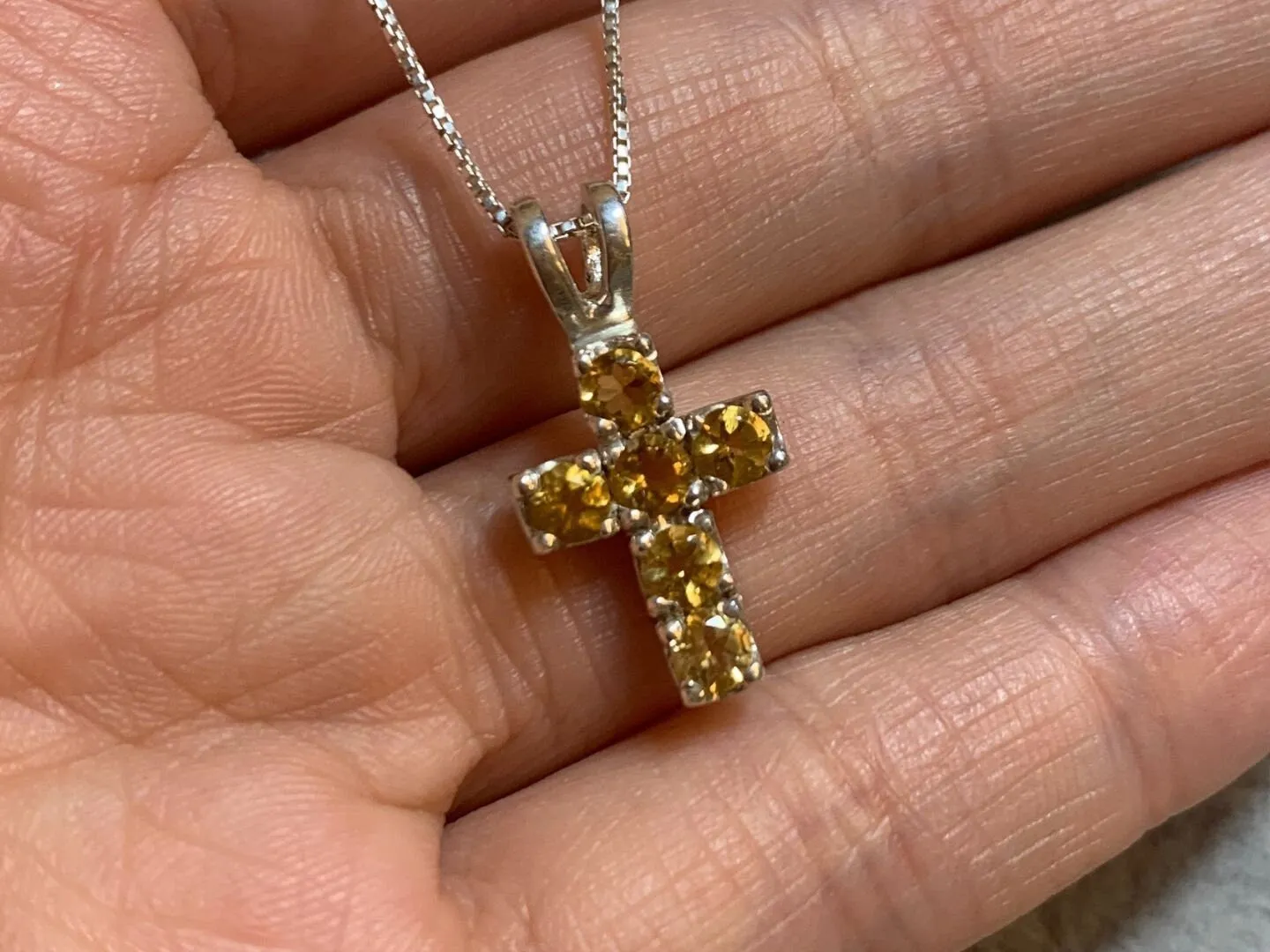 Citrine Cross Pendant - Real Citrine Pendant, Christian Yellow Pendant