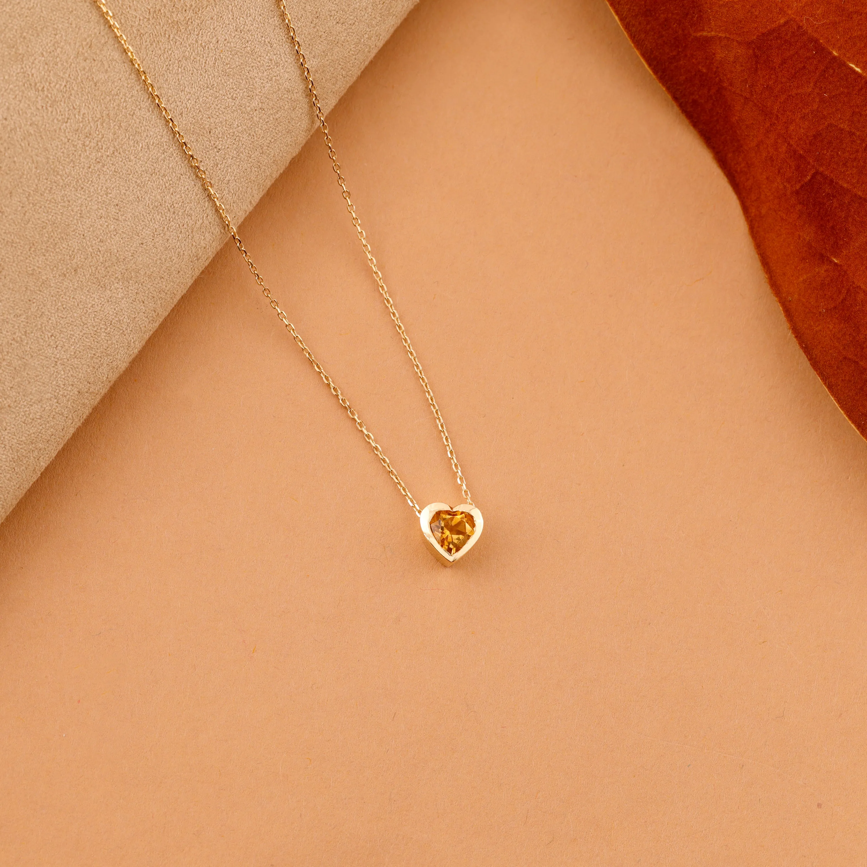 Citrine Heart Necklace, Ashly