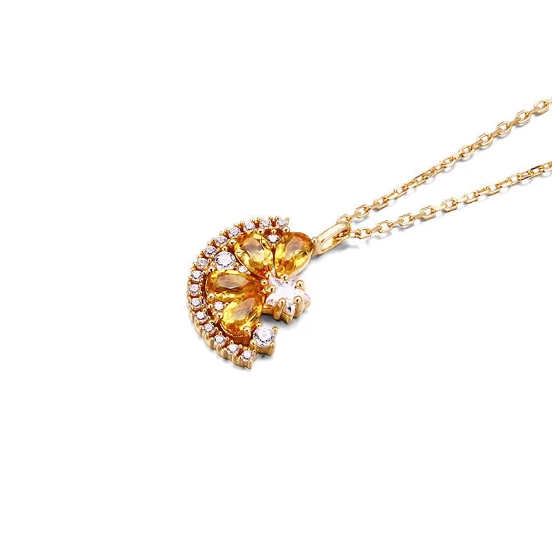 Citrine Lemon Slice Citrine Necklace