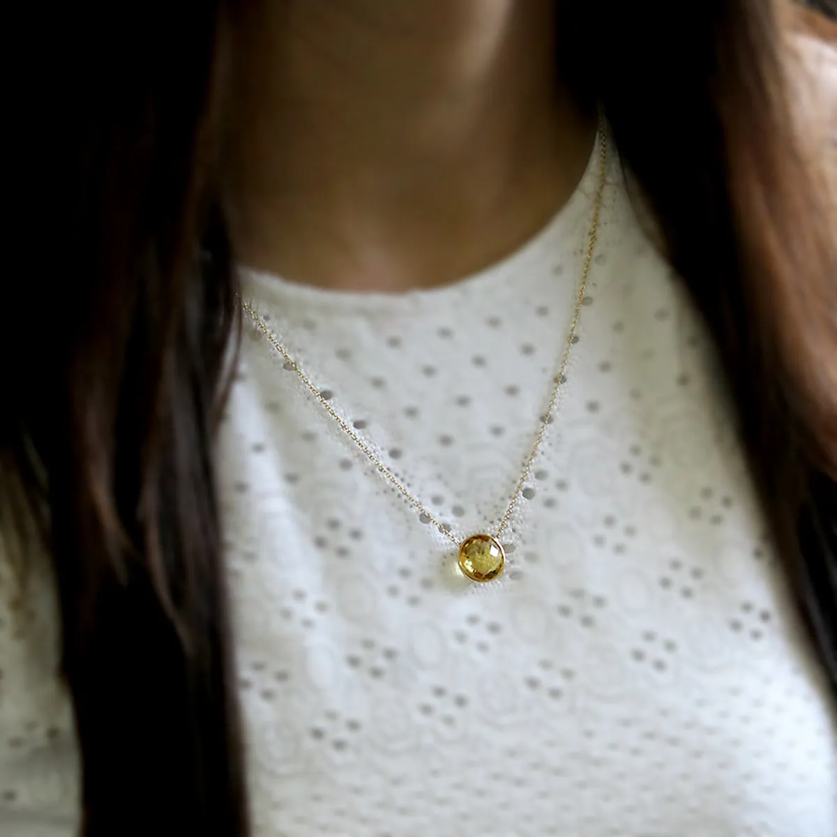 Citrine Minimalist Pendant With Chain