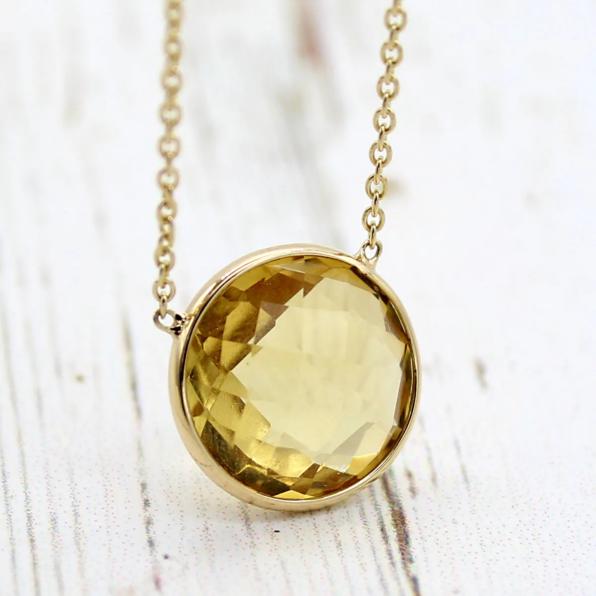 Citrine Minimalist Pendant With Chain