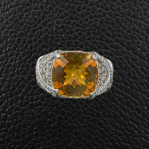 Citrine, Yellow Sapphire & White Diamond Ring