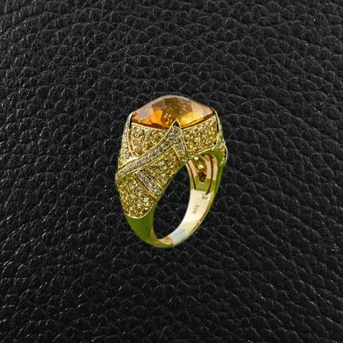 Citrine, Yellow Sapphire & White Diamond Ring