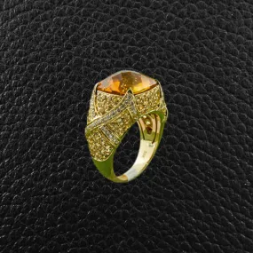 Citrine, Yellow Sapphire & White Diamond Ring