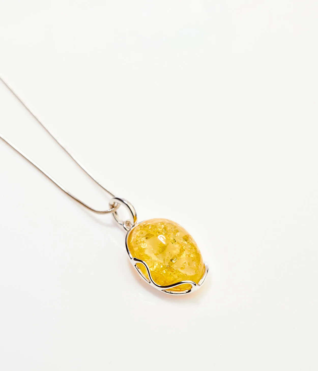 Citrus Tidal Pendant Necklace - Elegant Baltic Amber & Sterling Silver Jewelry