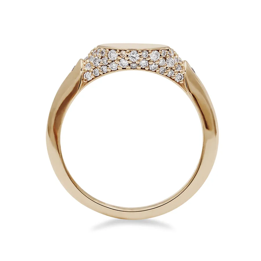 Classic Pave Signet Ring - 14k Yellow Gold & White Diamond