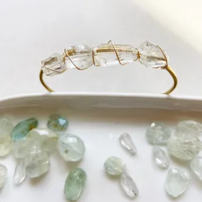 Clear Aquamarine Gemstone Cuff