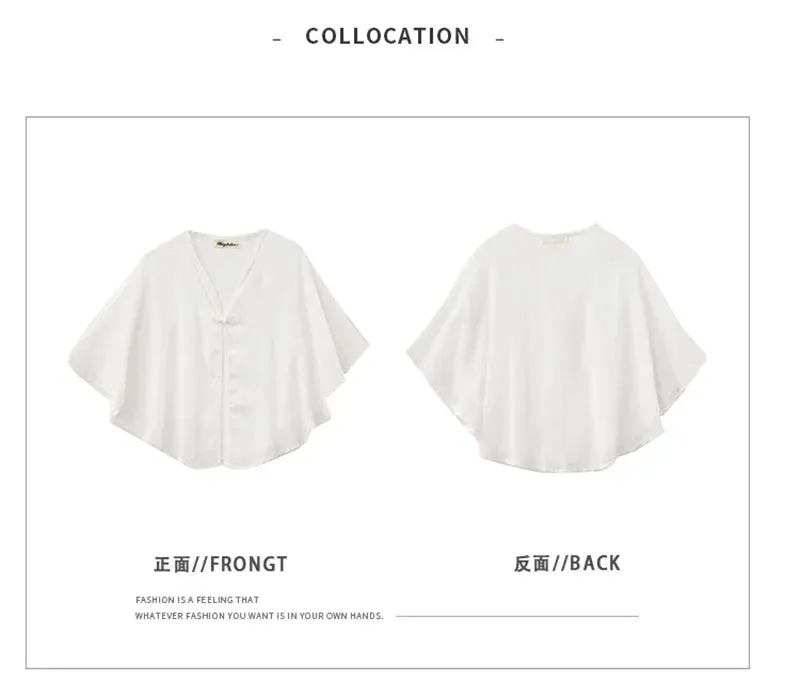 Cloak Chiffon Collar Scarf Blouse