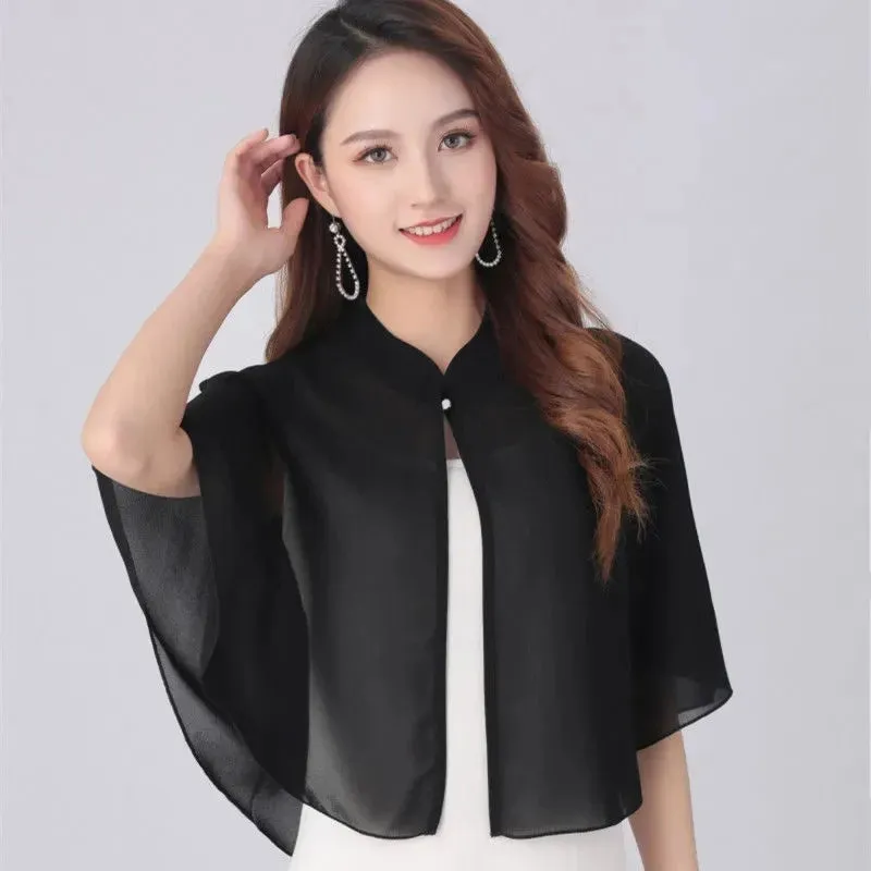 Cloak Chiffon Collar Scarf Blouse