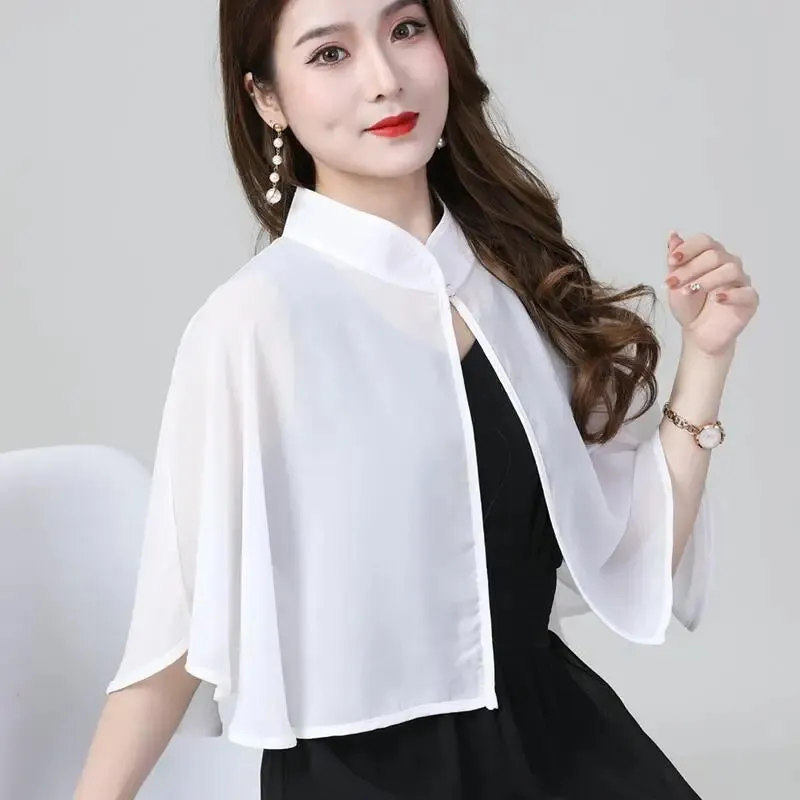 Cloak Chiffon Collar Scarf Blouse