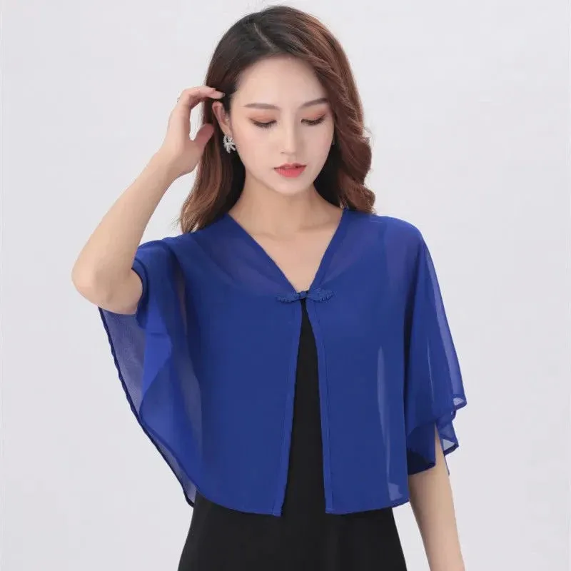 Cloak Chiffon Collar Scarf Blouse